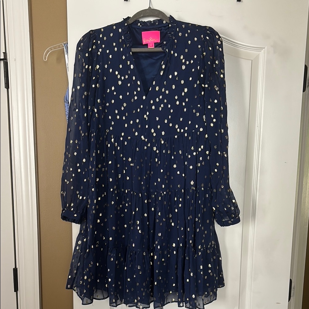 Lilly Pulitzer Navy Dress with Gold Details